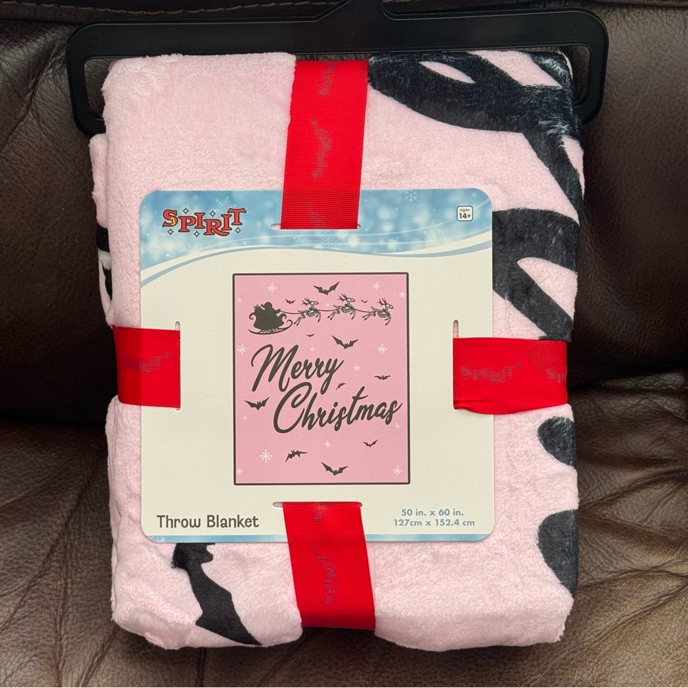 Merry Christmas Skeleton Reindeer & Bats Spooky Holiday Throw Blanket 50” x 60”